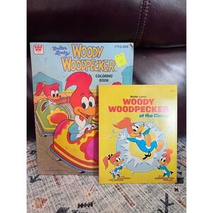 Woody Woodpecker Coloring Book + At The Circus Book By Walter Lantz Vintage